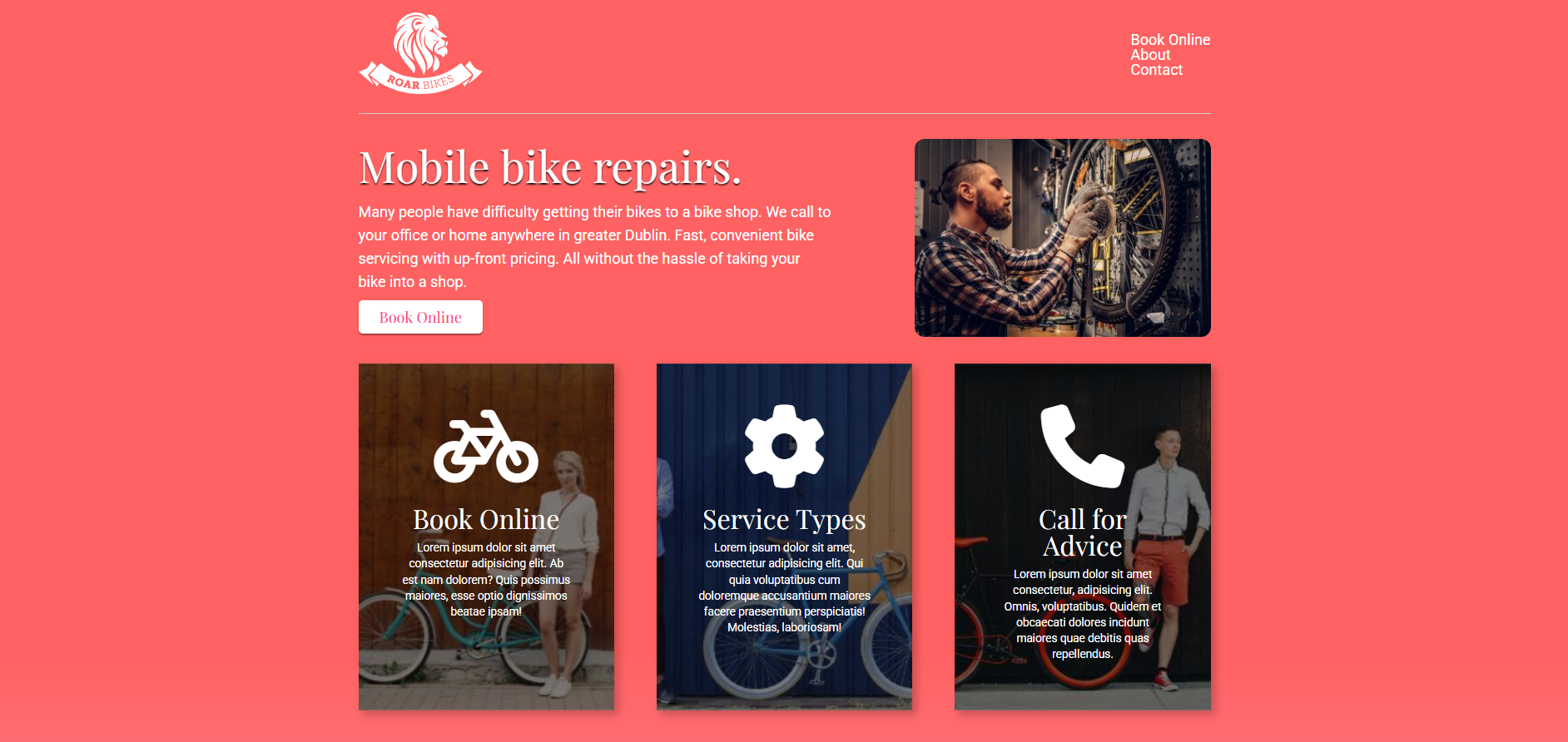 bike repair landing page image